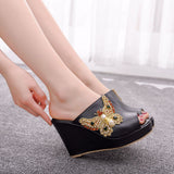 Water Drill Bow Bow Fish Mouth Slope With Large-Size Cold Slippers Waterproof Table Roman Sandals New Wish HZ0115