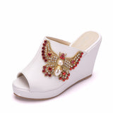 Water Drill Bow Bow Fish Mouth Slope With Large-Size Cold Slippers Waterproof Table Roman Sandals New Wish HZ0115