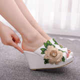 Blue Flower Fish Mouth Slope With Large-Size Cool Slippers Waterproof Table Roman Sandals New Wish HZ0115