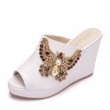 Water Drill Bow Bow Fish Mouth Slope With Large-Size Cold Slippers Waterproof Table Roman Sandals New Wish HZ0115