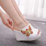 Water Drill Bow Bow Fish Mouth Slope With Large-Size Cold Slippers Waterproof Table Roman Sandals New Wish HZ0115
