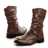 WISH New Women's Belt Buckle Fashion Side With Short Boots Plus-Size Large-Size Women's Shoes HZ0115