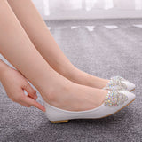 Fashion New Summer Autumn Korean Version Of AB Water Drill Women's Shoes Bow Head Shallow Single Shoes Women's Flat Shoes HZ0115