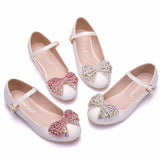 Zhongda Child's Bow Flat Sole Casual Single Shoe Round Head Mary Jane White Wedding Girl Single Shoes Performance Shoes HZ0115