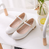 Zhongda Children's Flat Sole Leisure Single Shoes Round Head Mary Jane White Wedding Shoes Girls Single Shoes Performance Festival Shoes HZ0115