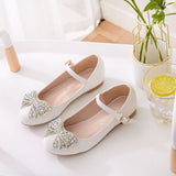 Zhongda Child's Bow Flat Sole Casual Single Shoe Round Head Mary Jane White Wedding Girl Single Shoes Performance Shoes HZ0115