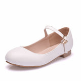 Zhongda Children's Flat Sole Leisure Single Shoes Round Head Mary Jane White Wedding Shoes Girls Single Shoes Performance Festival Shoes HZ0115