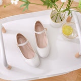 Zhongda Children's Flat Sole Leisure Single Shoes Round Head Mary Jane White Wedding Shoes Girls Single Shoes Performance Festival Shoes HZ0115