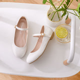 Zhongda Children's Flat Sole Leisure Single Shoes Round Head Mary Jane White Wedding Shoes Girls Single Shoes Performance Festival Shoes HZ0115