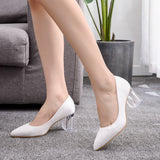 Crystal Square Transparent Heel Pointed Shoes Dance Party Bridal Dress Shoes Silk Silk Dress Dress Long Dress Shoes HZ0115