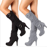 2025 Autumn And Winter Women's Boots Long-Sleeve Women's Boots Wish High-Heeling Elastic Boots Direct Sales HZ0115