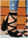 Wish New 2025 Summer Fashion Casual High Heel Fish Mouth Open Finger Large Size Sandals Women's Shoes HZ0115