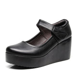 High-Heeled Waterproof Table Women's Single Shoes Heel Thick Soles Anti-Slip In The Elderly Leather Shoes Mother Shoes Spring And Autumn Slope And Soft-Soled Women's Shoes HZ0115