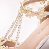9 Cm High-Heeled Sandalbum Bridesmaid Wedding Buckle Lace Beads And Fish Mouth Roman Sandals HZ0115