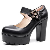 Round-Headed High-Heeled High-Heeled Waterproof Table Thick-Soled Model Walking Shoes Magic Beaded Women's Shoes With Cheongsam Shoes HZ0115