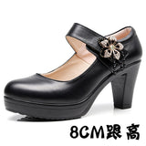 Round-Headed High-Heeled High-Heeled Waterproof Table Thick-Soled Model Walking Shoes Magic Beaded Women's Shoes With Cheongsam Shoes HZ0115