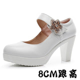 Round-Headed High-Heeled High-Heeled Waterproof Table Thick-Soled Model Walking Shoes Magic Beaded Women's Shoes With Cheongsam Shoes HZ0115