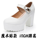 Round Head Shallow Mouth 8CM High Heels Waterproof Table Thick-Bottomed Cheongsam Shoes Model Show Shoes Magic Sticky Women Singles Shoes HZ0115