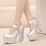 Round-Headed High-Heeled High-Heeled Waterproof Table Thick-Soled Model Walking Shoes Magic Beaded Women's Shoes With Cheongsam Shoes HZ0115