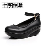Round Head Shallow Mouth National Wind Shake Shoes Slope And Waterproof Table Women's Shoes Thick-Soled Loose Pastry Shoes Magic Stick Comfortable Single Shoes HZ0115