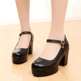 Round Head Shallow Mouth 8CM High Heels Waterproof Table Thick-Bottomed Cheongsam Shoes Model Show Shoes Magic Sticky Women Singles Shoes HZ0115