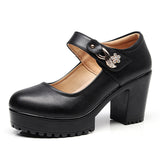 Round Head Shallow Mouth 8CM High Heels Waterproof Table Thick-Bottomed Cheongsam Shoes Model Show Shoes Magic Sticky Women Singles Shoes HZ0115