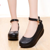Round Head Shallow Mouth National Wind Shake Shoes Slope And Waterproof Table Women's Shoes Thick-Soled Loose Pastry Shoes Magic Stick Comfortable Single Shoes HZ0115