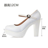 Round Head Shallow High Heels Buckle With T-Singexi Shoes Coarse Heel Model Performance Shoes Waterproof Table 33 Yards Women's Shoes HZ0115