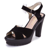 Walk Show Artifact Model High Heel Sandals Leather Thick Heel Waterproof Counter 11Cm Cross-Band Hollow Performance Sandals Women Summer HZ0115