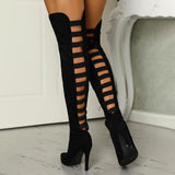 New Women's Boots 2025 Fashion Tips Behind The Hollow Height And Large Size 40-43 Women's Boots HZ0115