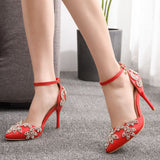 White Solud Sandals Fine-Heeled Pointed Sandals White Pointed Shoes Women's High Heels P09JBH HZ0115