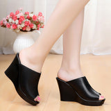 Cows And Cool Slippers Women Summer Fish Mouth Fitting Room High Hedile Waterproof Table Word Drag Loose Cake Wearing Slippers HZ0115