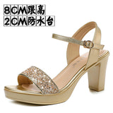 Waterproof Table Lebright Dress 10CM High Heel Cool Shoes Summer New Dew Cheongsam High Heels Lace Women's Sandals HZ0115