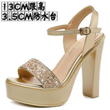 Waterproof Table Lebright Dress 10CM High Heel Cool Shoes Summer New Dew Cheongsam High Heels Lace Women's Sandals HZ0115