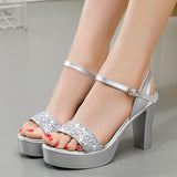 Waterproof Table Lebright Dress 10CM High Heel Cool Shoes Summer New Dew Cheongsam High Heels Lace Women's Sandals HZ0115
