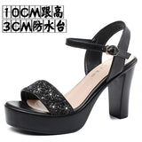 Waterproof Table Lebright Dress 10CM High Heel Cool Shoes Summer New Dew Cheongsam High Heels Lace Women's Sandals HZ0115