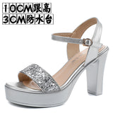 Waterproof Table Lebright Dress 10CM High Heel Cool Shoes Summer New Dew Cheongsam High Heels Lace Women's Sandals HZ0115