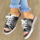 The Big Goods Have Come Out Of The New 2025 Summer Canvas Korean Version Of Women's Cool Drag One-Word Drag Heel Sandals Denim Shoes HZ0115