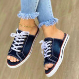 The Big Goods Have Come Out Of The New 2025 Summer Canvas Korean Version Of Women's Cool Drag One-Word Drag Heel Sandals Denim Shoes HZ0115