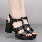 High-Heeled T-T-Slace Sandals Waterproof Table Thick Soles 41-43 Yards Cheongsam Runway Shoes Large-Size Coarse Heel Waterproof Table Women's Shoes HZ0115
