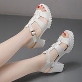 High-Heeled T-T-Slace Sandals Waterproof Table Thick Soles 41-43 Yards Cheongsam Runway Shoes Large-Size Coarse Heel Waterproof Table Women's Shoes HZ0115