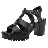 High-Heeled T-T-Slace Sandals Waterproof Table Thick Soles 41-43 Yards Cheongsam Runway Shoes Large-Size Coarse Heel Waterproof Table Women's Shoes HZ0115