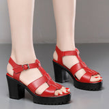 High-Heeled T-T-Slace Sandals Waterproof Table Thick Soles 41-43 Yards Cheongsam Runway Shoes Large-Size Coarse Heel Waterproof Table Women's Shoes HZ0115