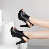 New Korean Version Of Spring And Autumn Fish Mouth With Sandals Women's High Heel Waterproof Table Thick-Soled Cool High Heels Size Work Shoes HZ0115