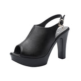 New Korean Version Of Spring And Autumn Fish Mouth With Sandals Women's High Heel Waterproof Table Thick-Soled Cool High Heels Size Work Shoes HZ0115