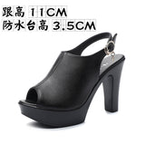 New Korean Version Of Spring And Autumn Fish Mouth With Sandals Women's High Heel Waterproof Table Thick-Soled Cool High Heels Size Work Shoes HZ0115
