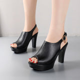 New Korean Version Of Spring And Autumn Fish Mouth With Sandals Women's High Heel Waterproof Table Thick-Soled Cool High Heels Size Work Shoes HZ0115