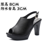 New Korean Version Of Spring And Autumn Fish Mouth With Sandals Women's High Heel Waterproof Table Thick-Soled Cool High Heels Size Work Shoes HZ0115