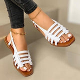 Large-Size Sandals Women's Korean Version Of 2025 New Flat-Soled Single Shoes Spring And Summer Fashion Weaving Beach Shoes HZ0115
