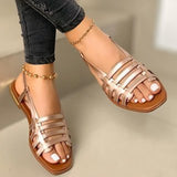Large-Size Sandals Women's Korean Version Of 2025 New Flat-Soled Single Shoes Spring And Summer Fashion Weaving Beach Shoes HZ0115
